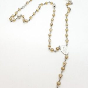 Rosario con cristales color ambar. PLATA 925. 60cm