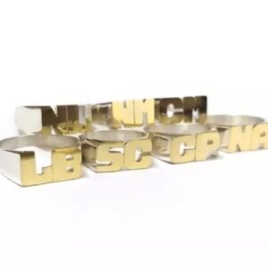 Anillos 2  letras en plata y oro