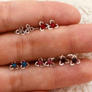 Aros abridores strass tres hojas caladas