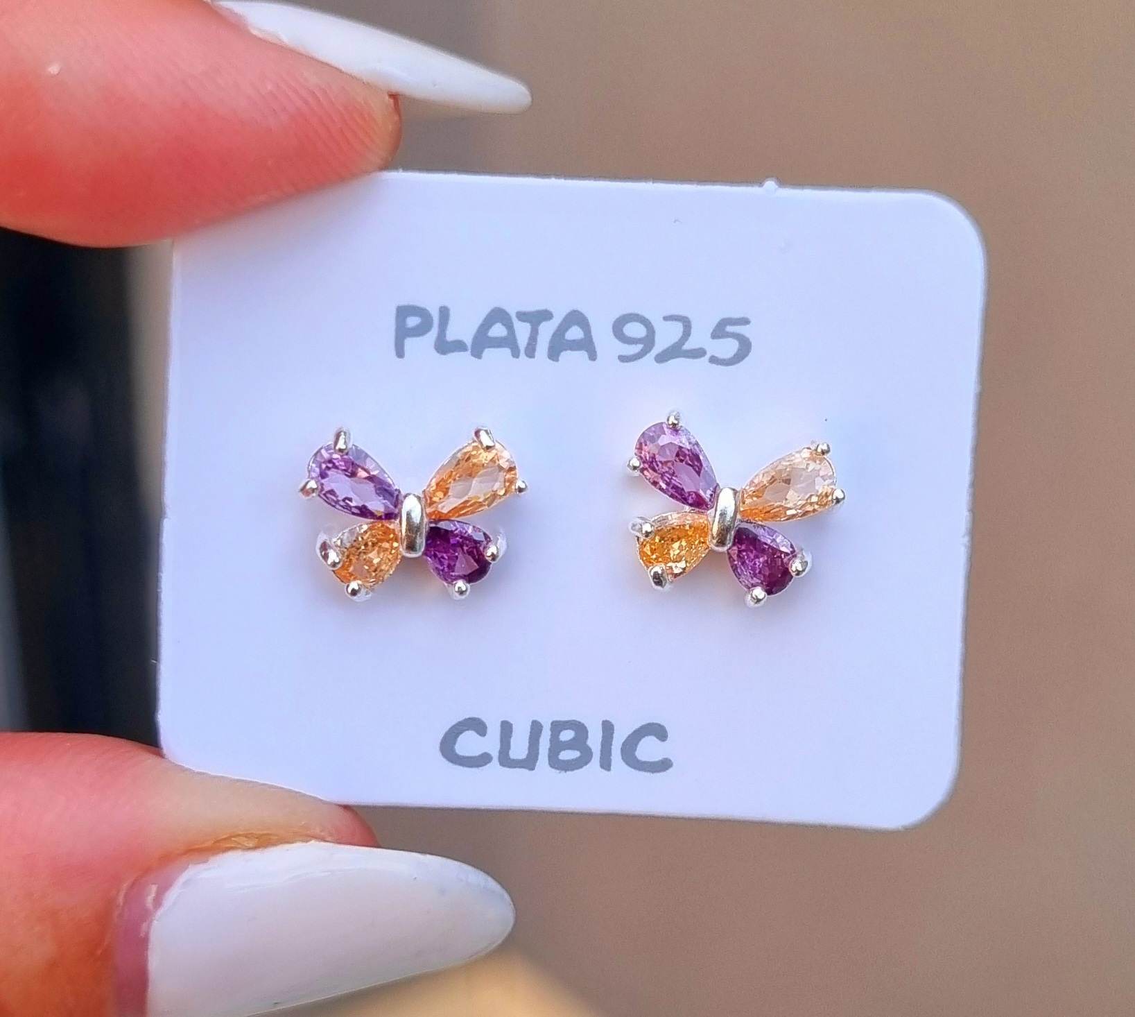 Aros cubics mariposa 2 colores