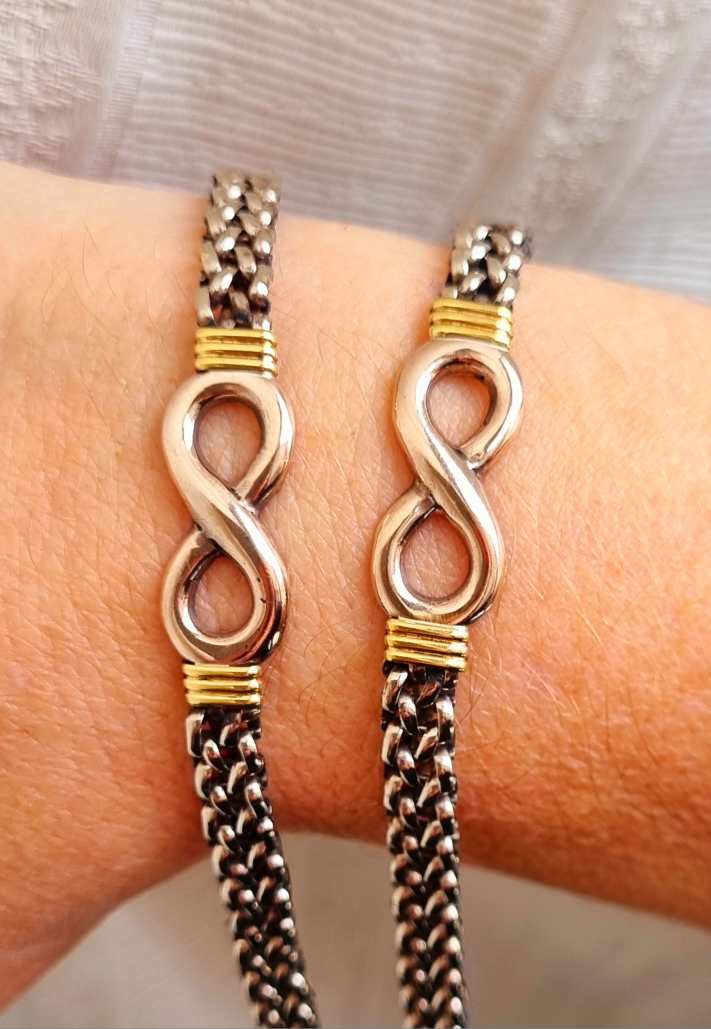 Pulsera Payason Fina Plata y Oro infinito