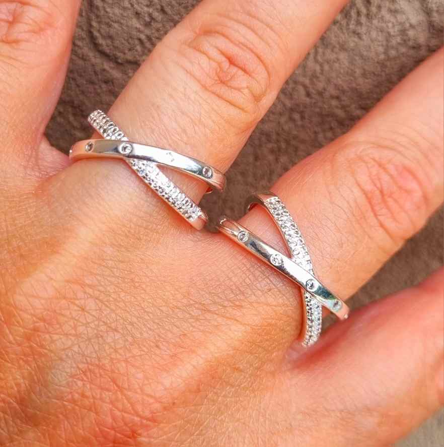 Anillos CUBIC tira micropave y tira de puntos