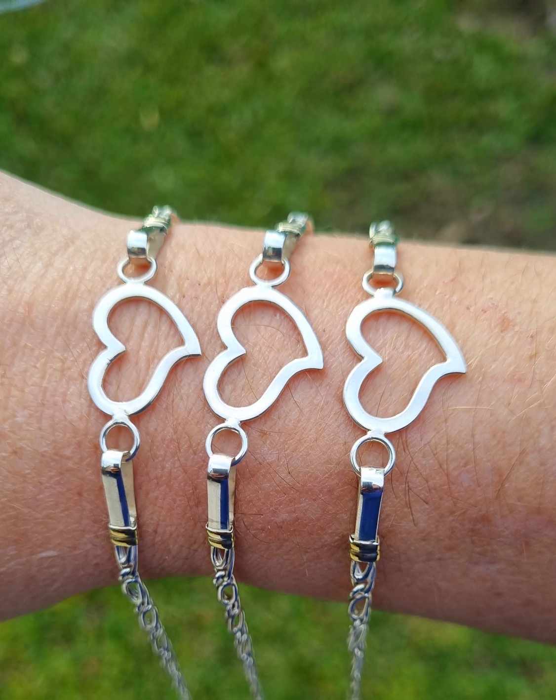 Pulseras juliana Plata y Oro centro corazon