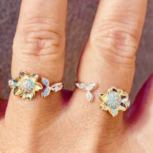 Anillo margarita plata 925 y enchapado ajustable