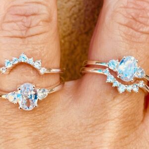 2 Anillos oval y coronita Plata 925 cubics engarzados