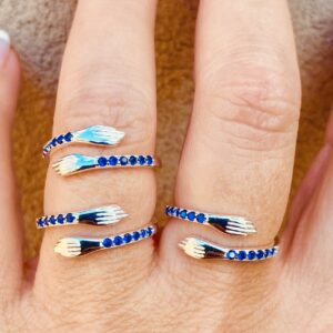 Anillo abrazo Plata 925 cubics azules engarzados