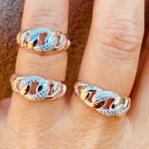 Anillo cadena Plata 925 cubics engarzados