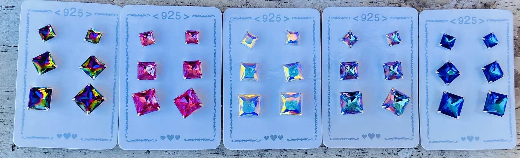 Trio aros cristal cubo