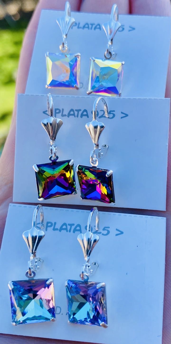 Aros Brisura cristal cuadrado 10mm