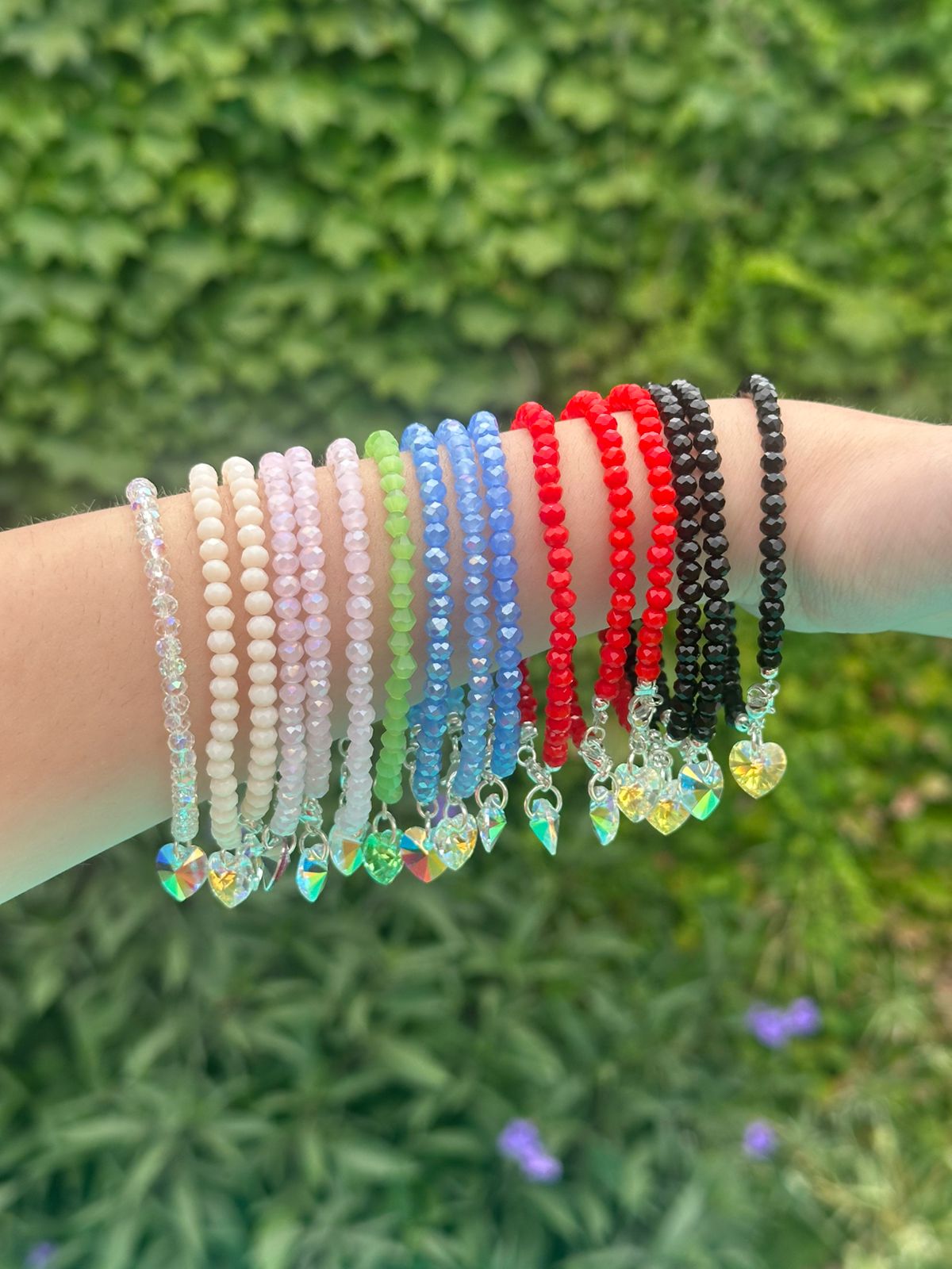 Pulseras cristal con corazon colgante - Imagen 2