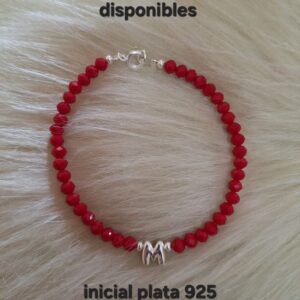 Pulseras cristales con dije letra