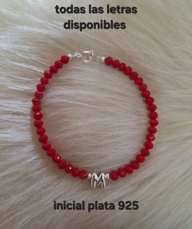 Pulseras cristales con dije letra