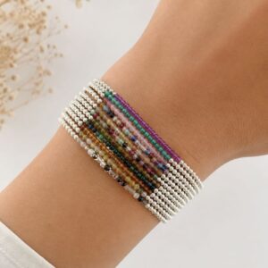Pulseras elastizadas de bolitas y piedras naturales