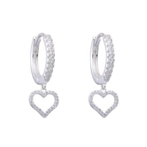 Aros Huggies 12mm cubics corazones colgantes