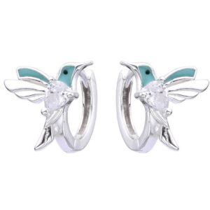 Aros Huggies 12mm cubics y esmalte colibri