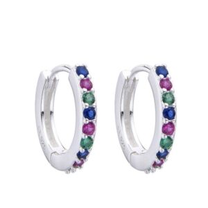 Aros Huggies 12mm cubics 1 hilera multicollor
